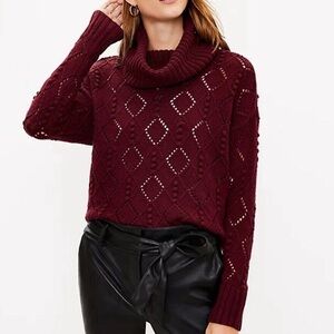 Loft Maroon Bobble Turtleneck Sweater